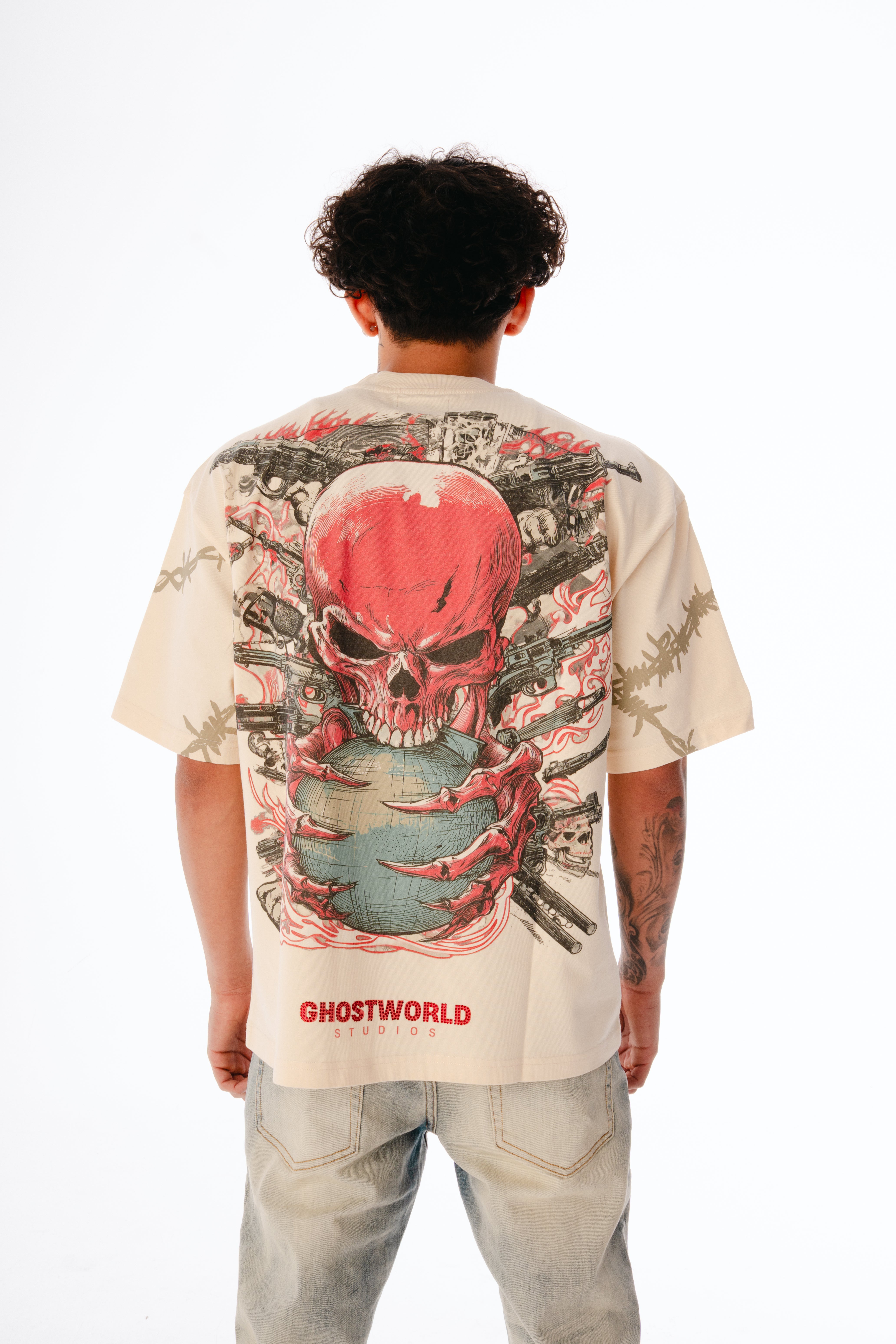 Barbed Wire Wrap Tee – Bone – GHST WRLD