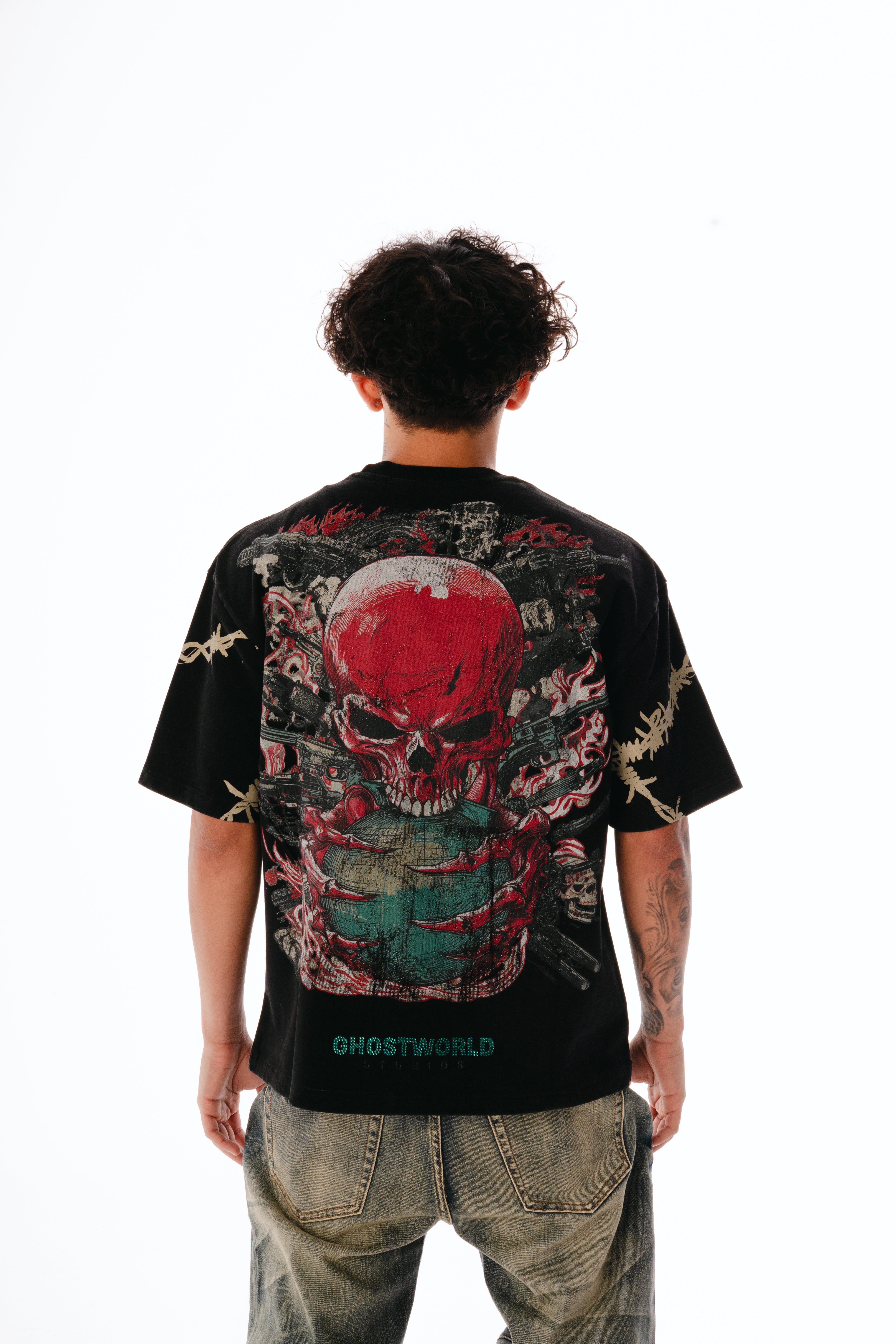 Barbed Wire Wrap Tee – Black – GHST WRLD