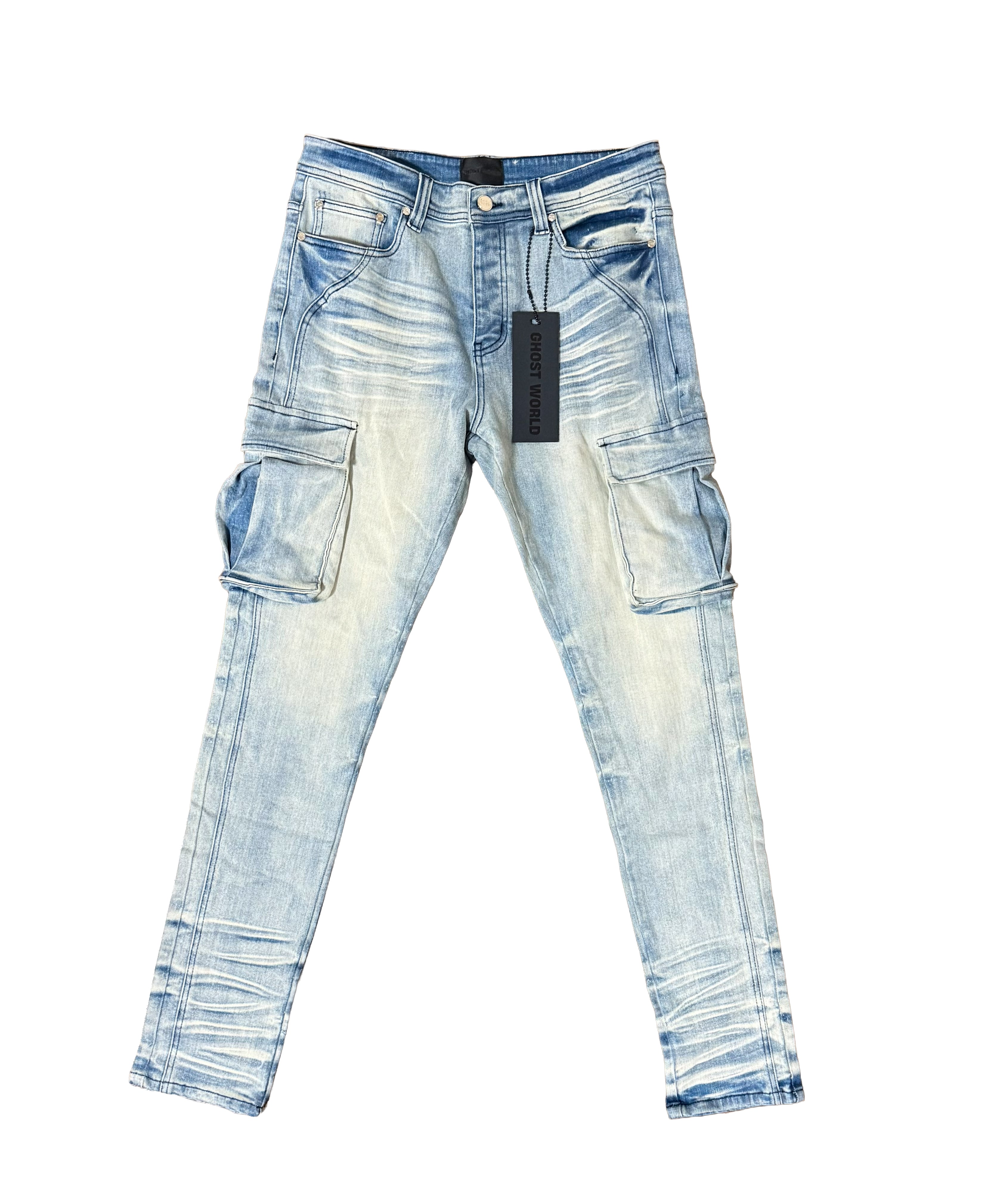Frost Cargo Skinny Jeans - Light Wash